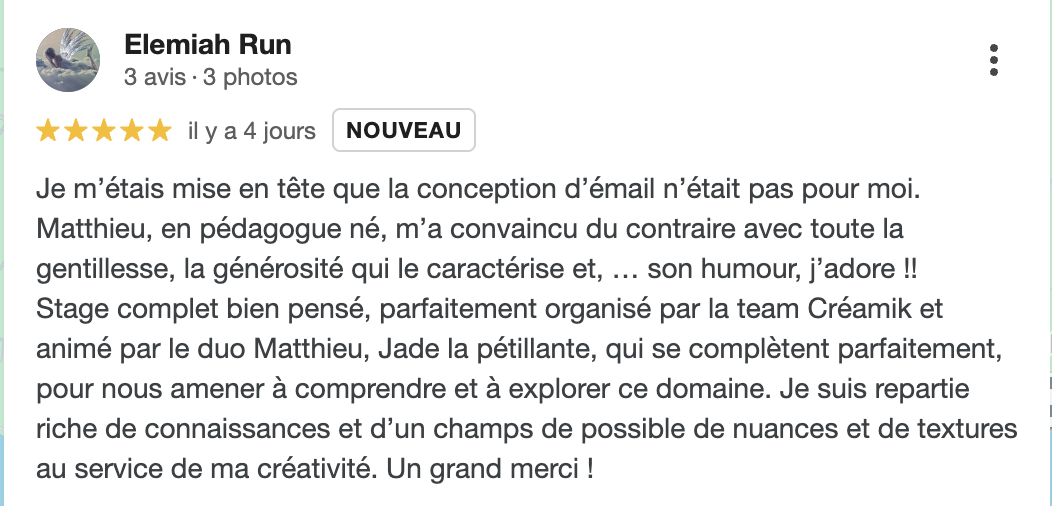 Stage d'émail à l'école Créamik - témoignage